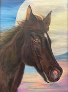 Oil painting of a horse head by Tammy DeFelice