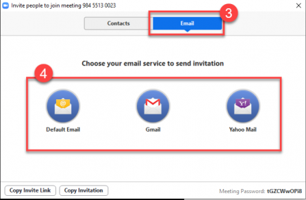 Select which email option you would like to use to send the invitation