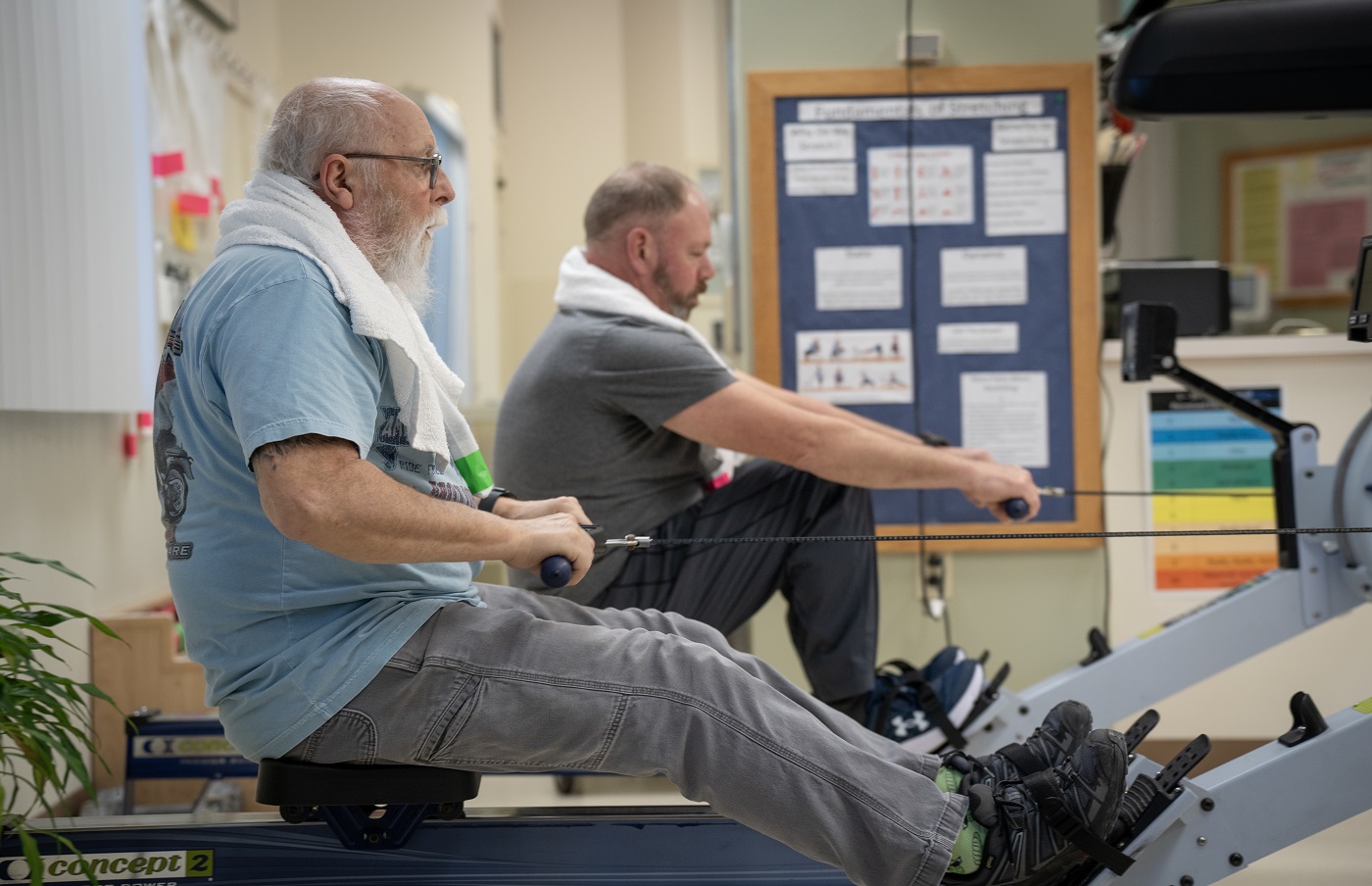 Two men exercising