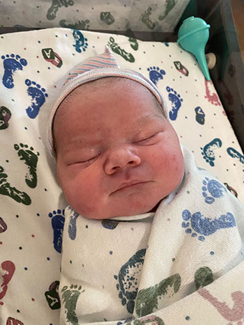 Photo of Remington June Camp, first baby born at DHMC in 2021