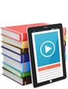Graphic of a stack of books and a digital tablet