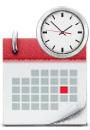 Graphic of a clock and a paper calendar