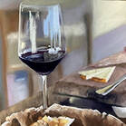 wine, bread, and cheese