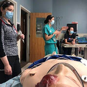A critical care manikin being used at the Patient Safety Training Center