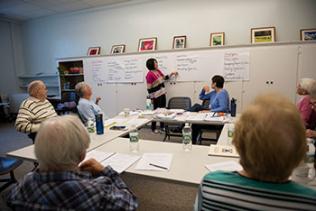 Chizuko Horiuchi teaches a class at the Aging Resource Center