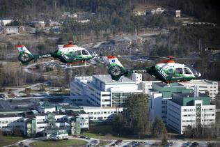 DHART flying over Dartmouth-Hitchcock Medical Center