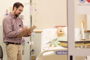 A student in the Patient Safety Training Center