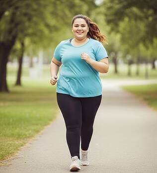 Weight Center: Healthy lifestyles, woman walking in open park