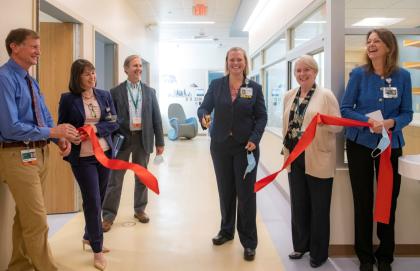 Leadership from Dartmouth Health and DHMC cut the ceremonial ribbon for the newly expanded emergency department.