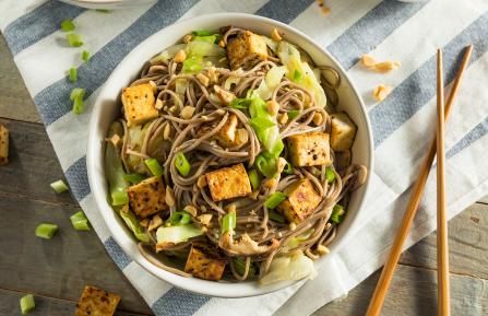 bowl of noodles with tofu