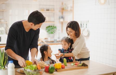 Family Cooking Breakfast Together