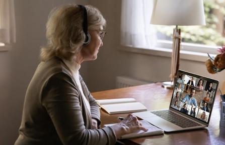 Older woman on Zoom call