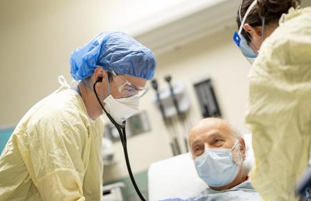 Doctor caring for patient