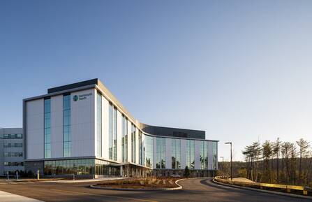 Exterior shot of the new Patient Pavilion at DHMC.