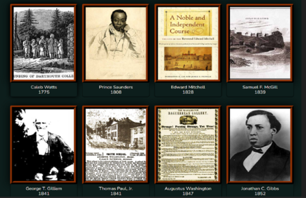 Photo album page of famous black Dartmouth college alumni