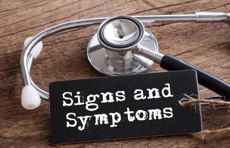 Signs and Symptoms sign with a stethoscope