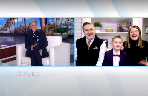 Elliot Perry and parents on Ellen DeGeneres Show