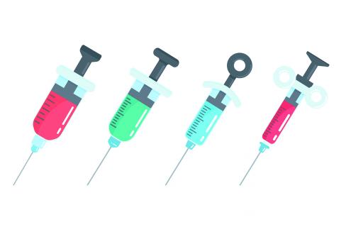 graphic of four vials of vaccinations