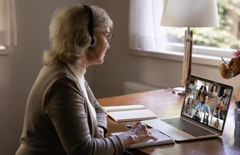 Older woman on Zoom call