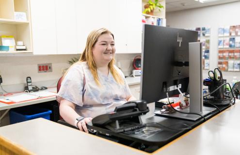 Diana Beaulac working at her computer.