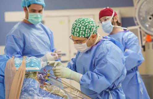Doctors in scrubs in operating room