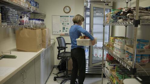 Woman at Dartmouth Cancer Food Pantry