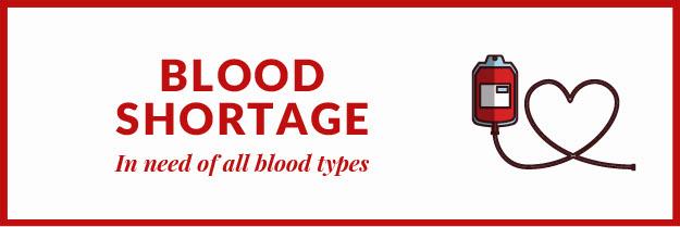 Blood shortage: In need of all blood types