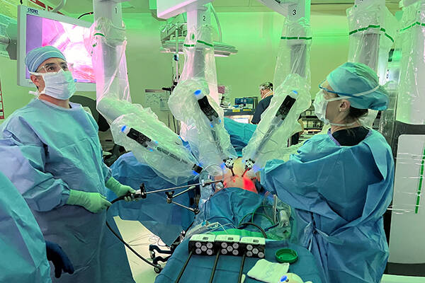 Two cardiothoracic surgeons performing surgery