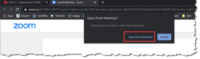 Click Open Zoom Meetings